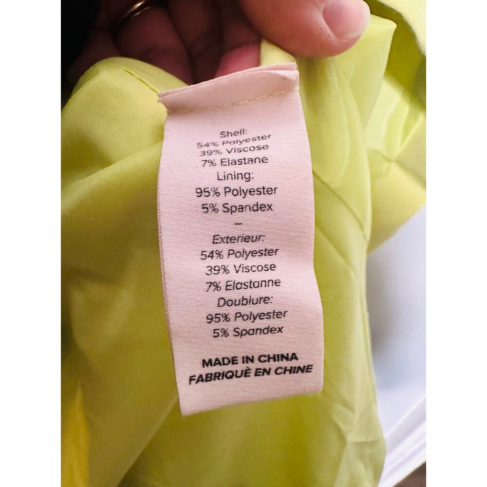 CINQ Á SEPT Neon Yellow Shoulder Cutouts Flared Hourglass Alyssa Dress Size 2 - Picture 9 of 11